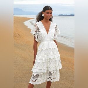 Farm Rio off white Richelier Midi Dress size XS NWT